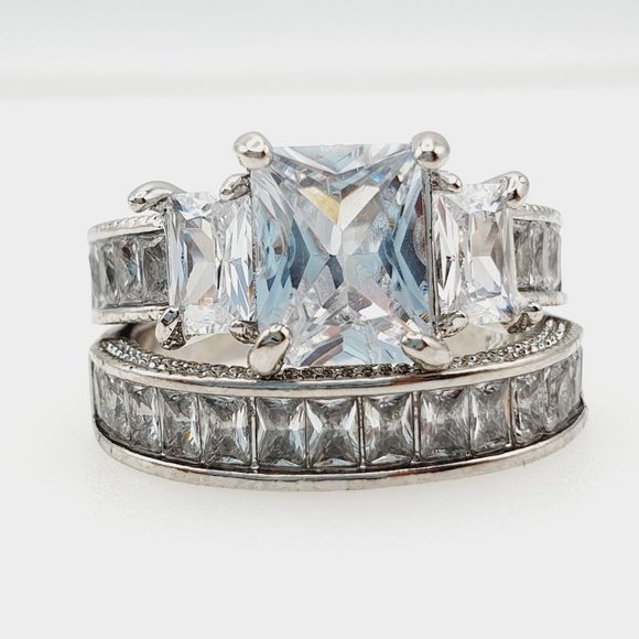 💝 925 Silver Plated Promise Ring CZ Wedding Couple Ring, FB16FA1090 - Picture 5 of 5